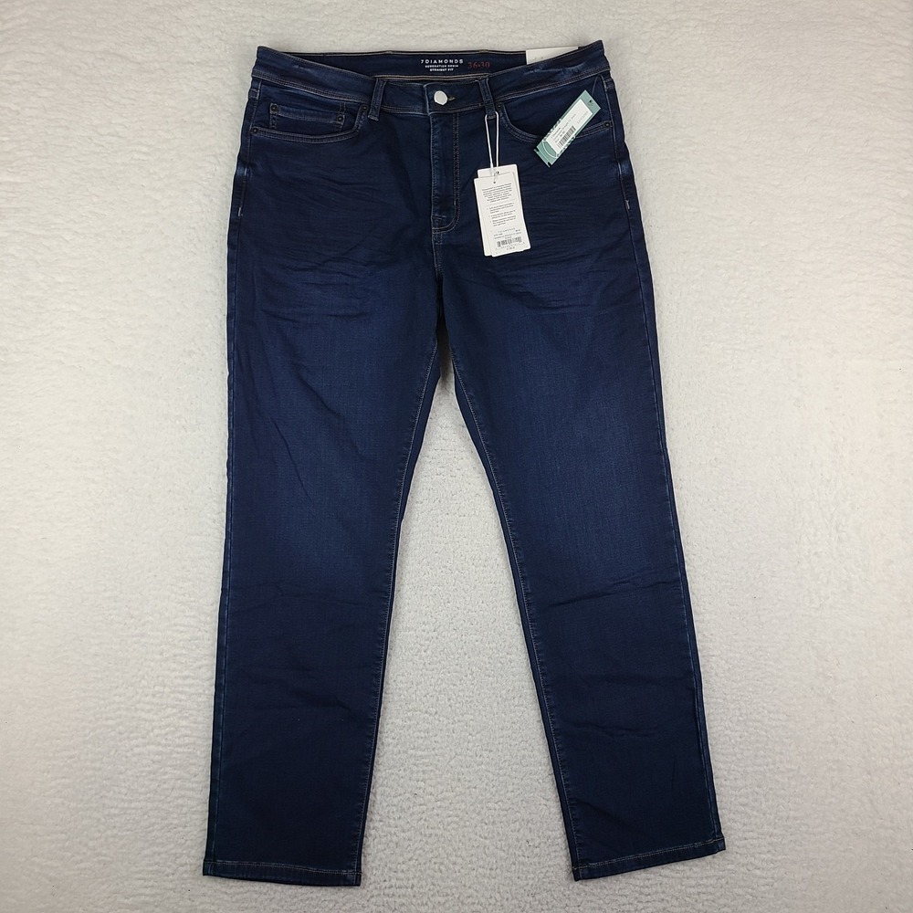 7 Diamonds Jeans Mens 36x30 Blue Straight Fit Dark Wash Generation Denim NEW NWT